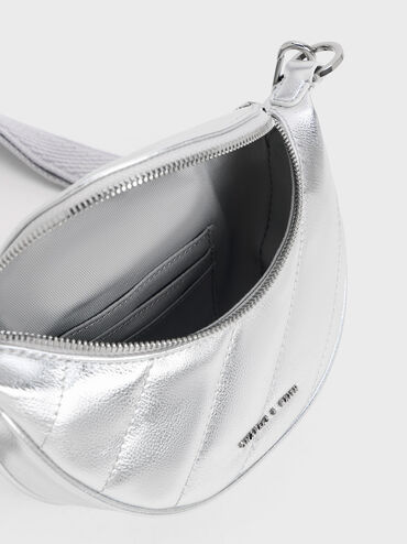 Keith Half Moon Crossbody Bag Classic Fashion Silver Philomena