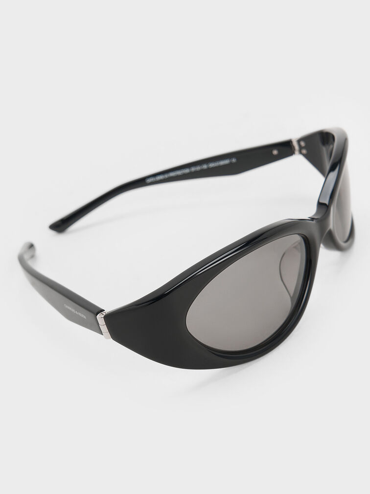 Eden Oval Sports Sunglasses, Black, hi-res