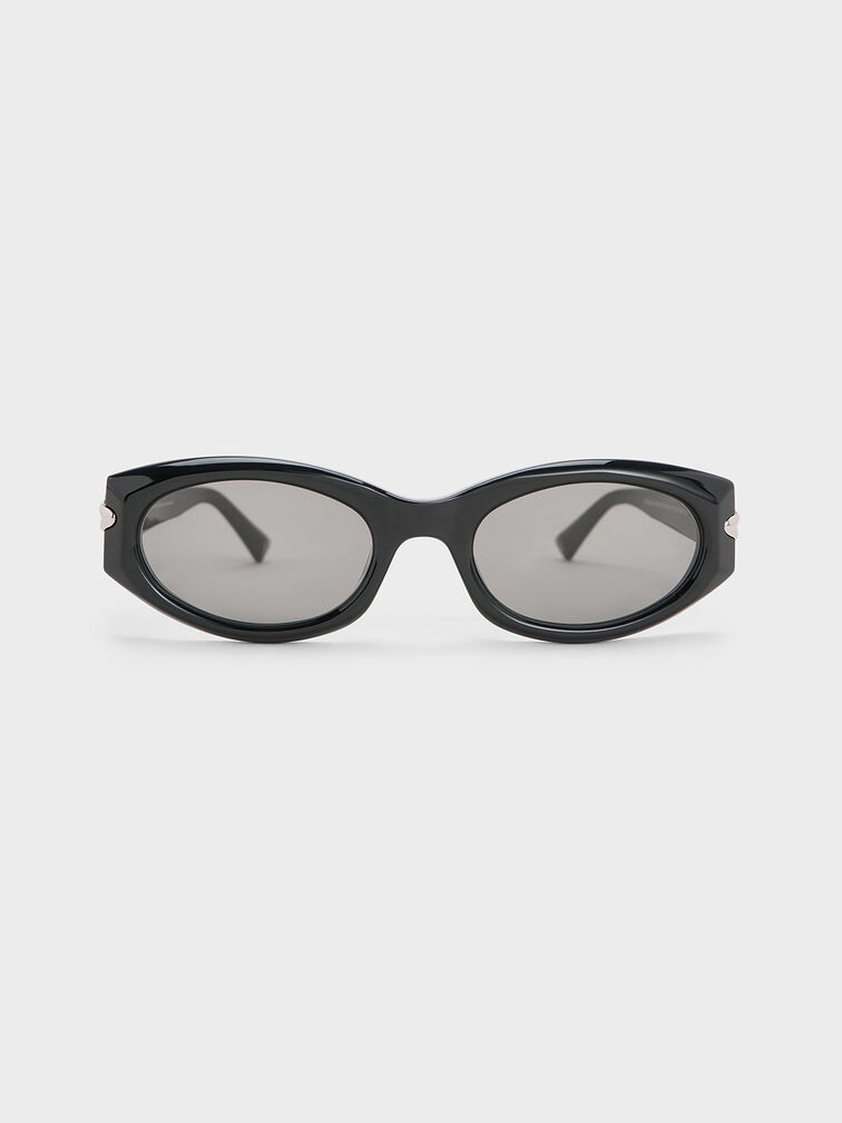 Edie Oval Sunglasses, Black, hi-res