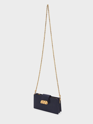 Abby Embellished Phone Pouch, Navy, hi-res