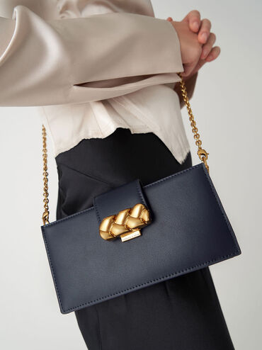 Abby Embellished Phone Pouch, Navy, hi-res