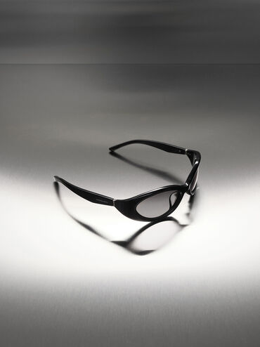 Eden Oval Sports Sunglasses, Black, hi-res