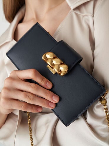 Abby Embellished Phone Pouch, Navy, hi-res