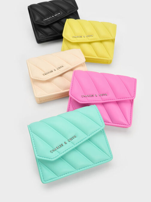 Asymmetric Flap Panelled Wallet, สีมินท์กรีน, hi-res