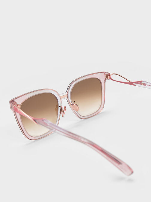 Open Wire Square Acetate Sunglasses, Pink, hi-res