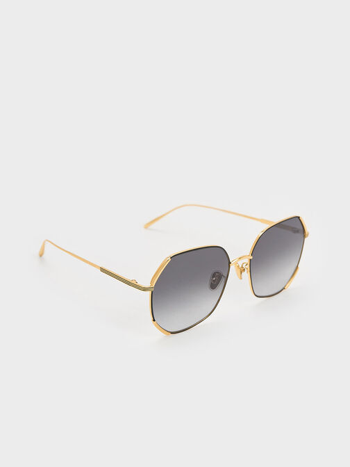 Geometric Wire-Frame Butterfly Sunglasses, , hi-res