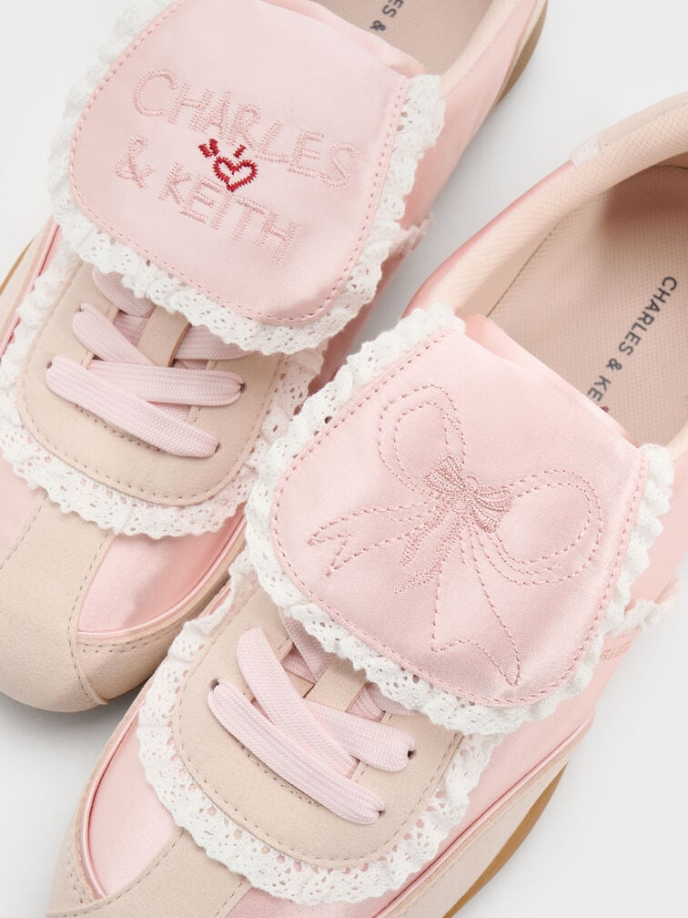 Louise Lace-Trim Sneakers, Light Pink, hi-res