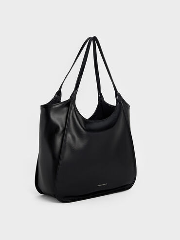 Sianna Crinkle-Effect Slouchy Tote Bag, Black, hi-res