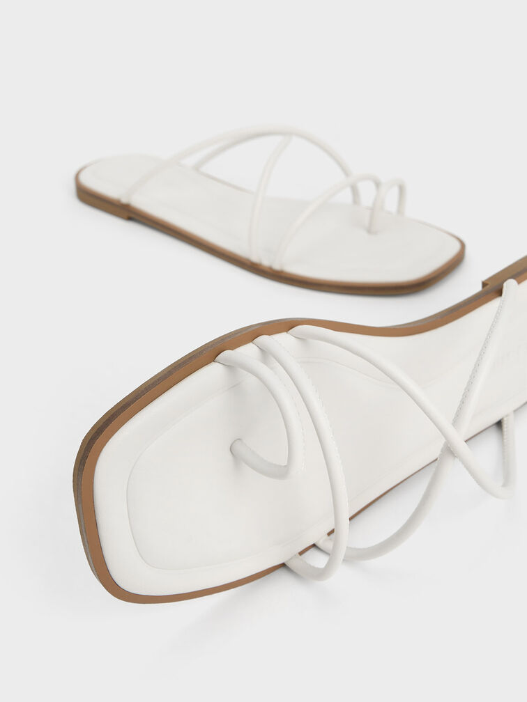 Meadow Strappy Toe-Ring Sandals, White, hi-res