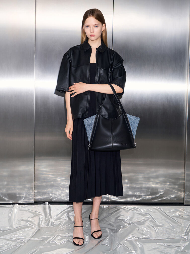 Saskia Slouchy Tote Bag, Noir, hi-res