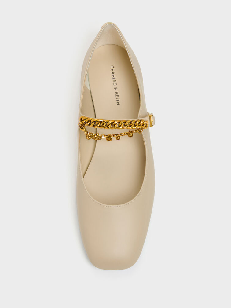 Double-Chain Charm Mary Jane Flats, Chalk, hi-res
