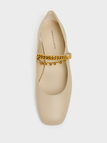 Double-Chain Charm Mary Jane Flats, Chalk, hi-res