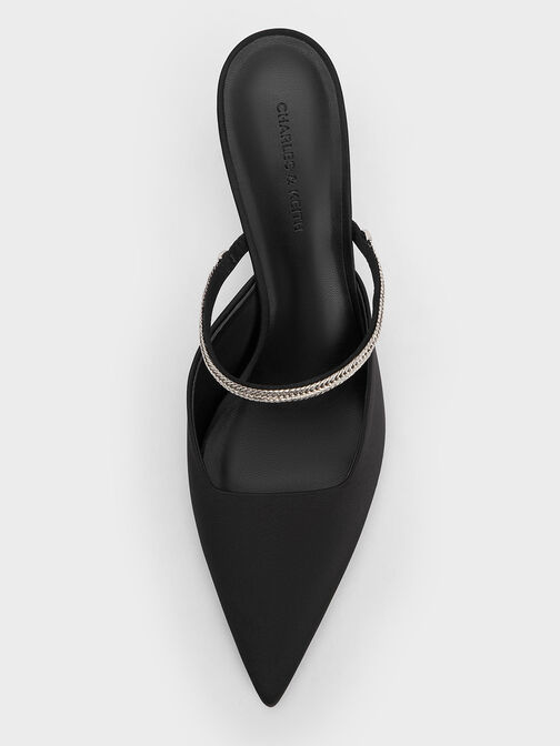 Satin Braided-Strap Pointed-Toe Mules, , hi-res