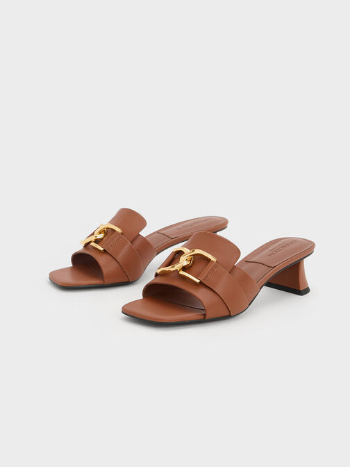 Gabine Leather Heeled Mules, สีคอนยัค, hi-res