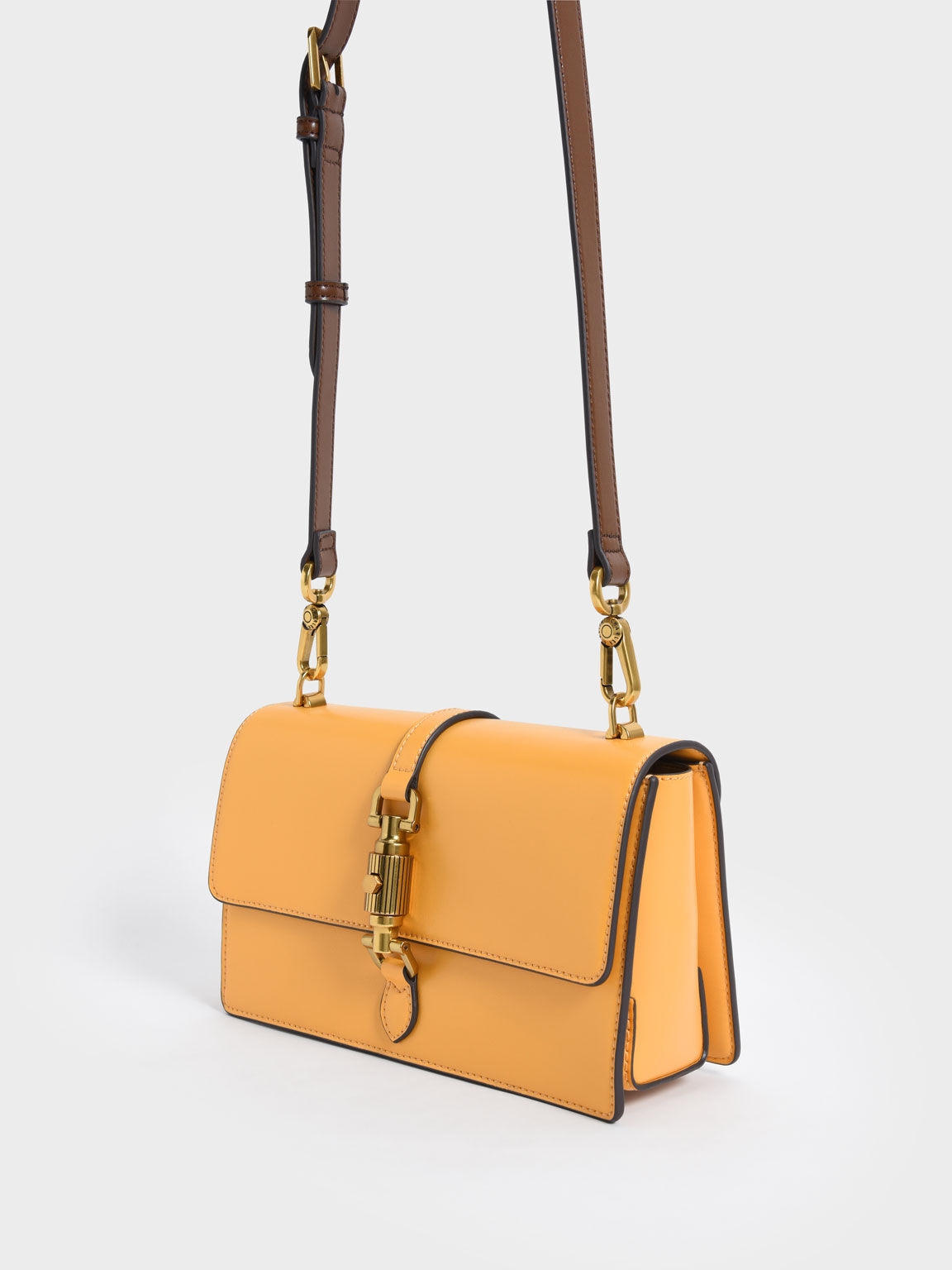 Atlas Single Chain Handle Shoulder Bag, Mustard, hi-res