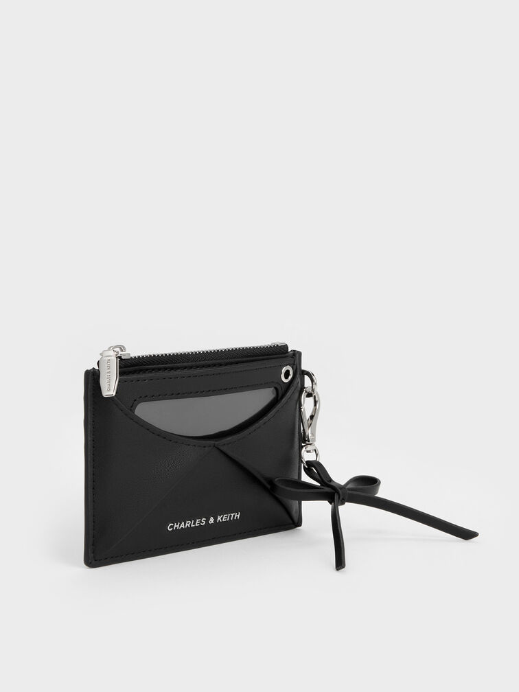 Hazel Bow Panelled Card Holder, Noir, hi-res