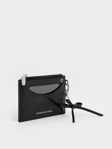 Hazel Bow Panelled Card Holder, Noir, hi-res