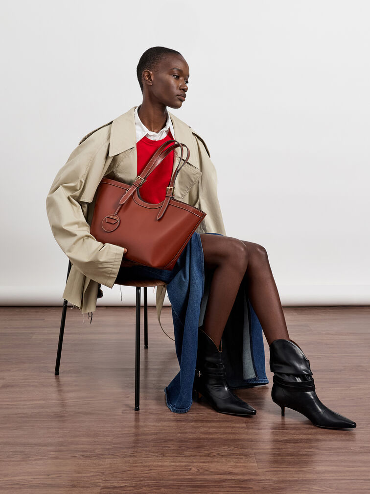 กระเป๋าโท้ทไซซ์ใหญ่พิเศษรุ่น Enola, สีอิฐ, hi-res