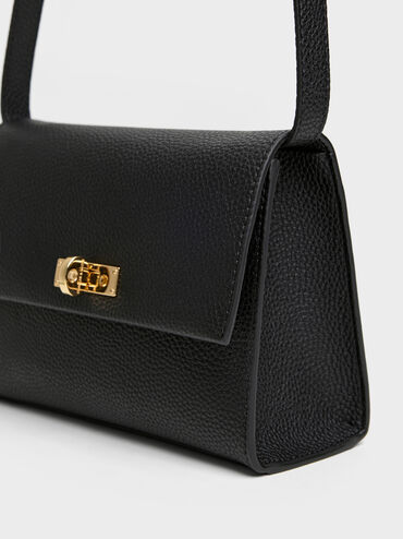 Chance Recycled Leather Turn-Lock Crossbody Bag, Black, hi-res