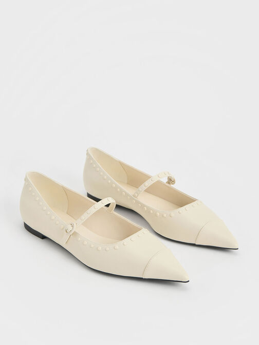 Studded Pointed-Toe Mary Jane Flats, , hi-res
