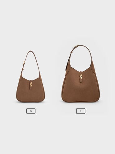 Adalyn Recycled Suede Hobo Bag, Mocha Brown, hi-res