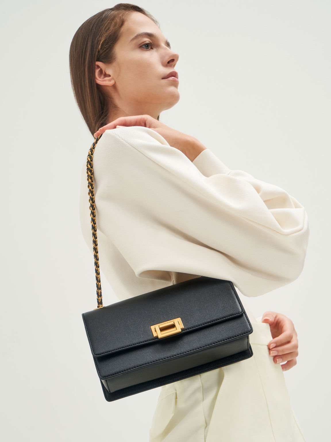 Black Chain Strap Evening Bag CHARLES KEITH TH