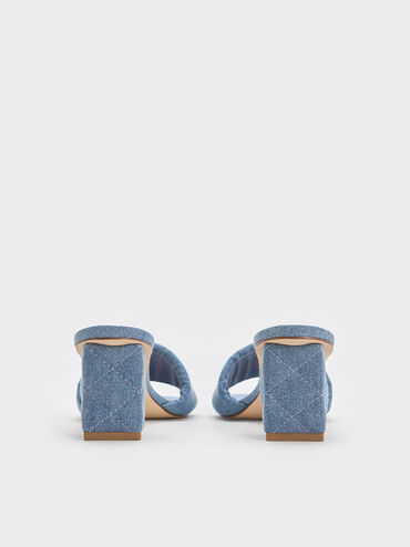 Denim Quilted-Heel Mules, Denim Blue, hi-res