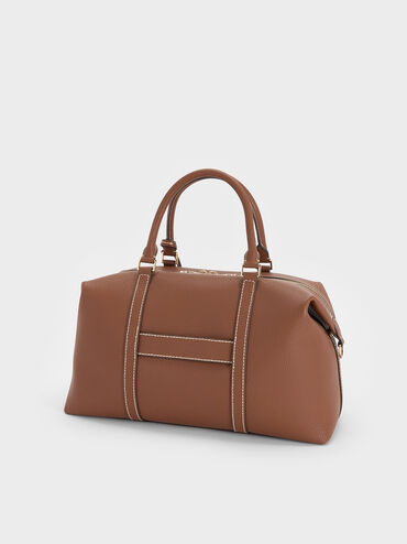 Chance Recycled Leather Bowling Bag, Chocolate, hi-res