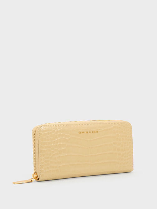 Croc-Embossed Zip-Around Long Wallet, , hi-res