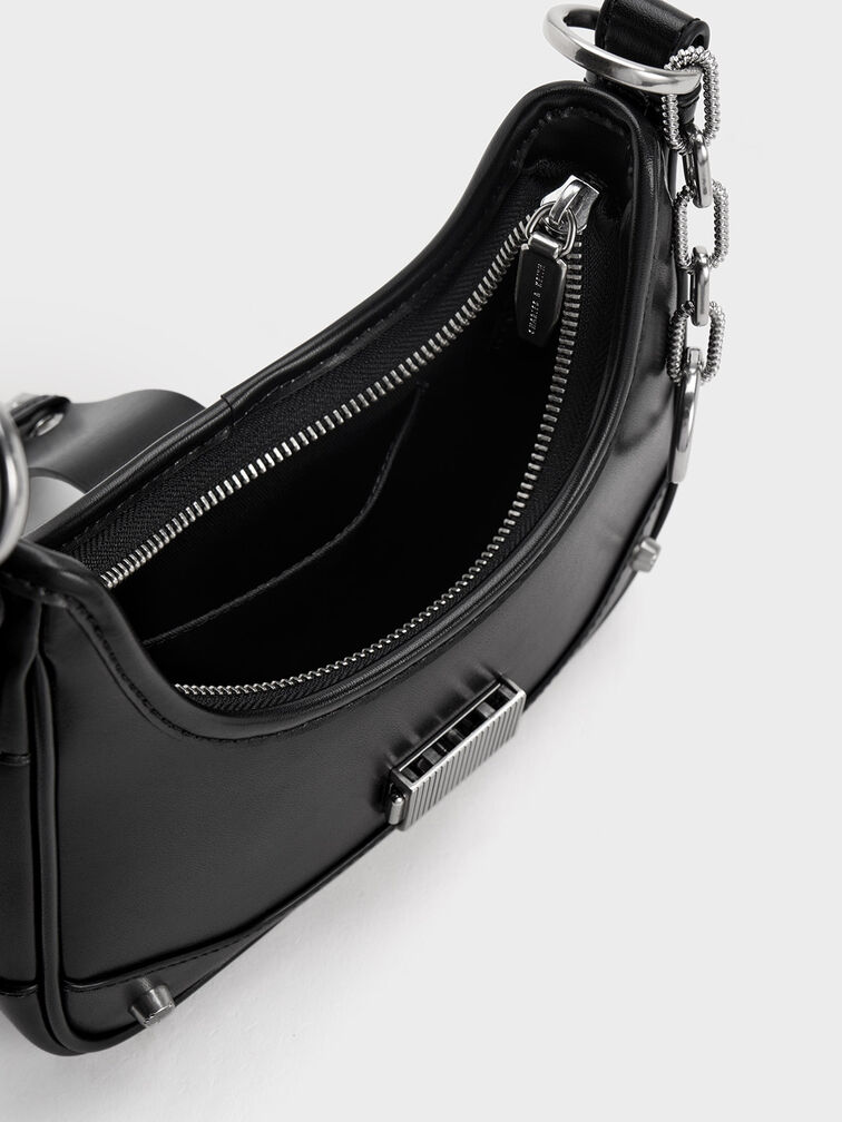 Winslet Belted Hobo Bag, Black, hi-res