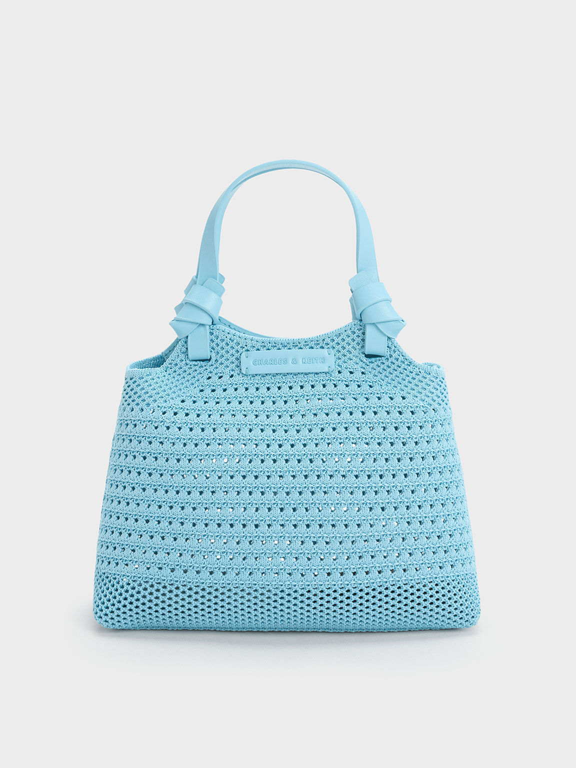 Light Blue Ida Knotted Handle Knitted Tote Bag CHARLES KEITH TH