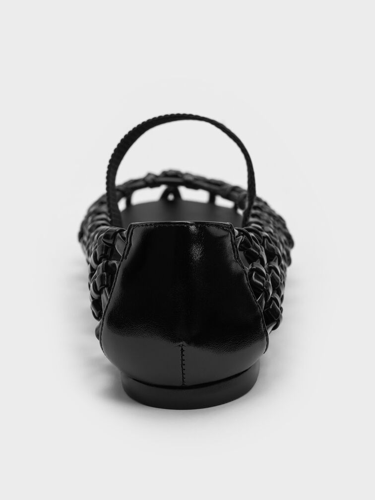 รองเท้าแมรี่เจนดีไซน์แบบสาน, สีดำ, hi-res