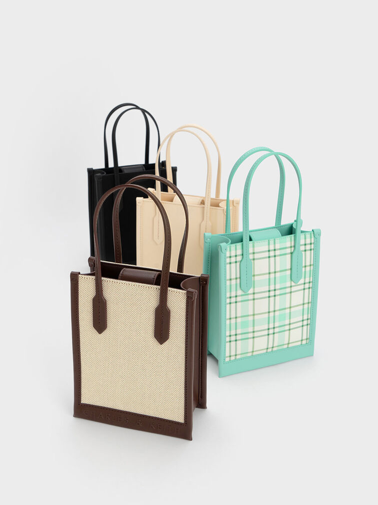 Geometric Tote Bag, สีเบจ, hi-res