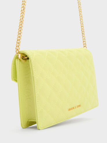 Duo Quilted Envelope Clutch, สีบัตเตอร์, hi-res