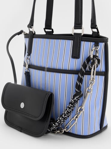 Addison Striped Knotted-Rope Double-Handle Tote Bag, Pinstripe Blue, hi-res