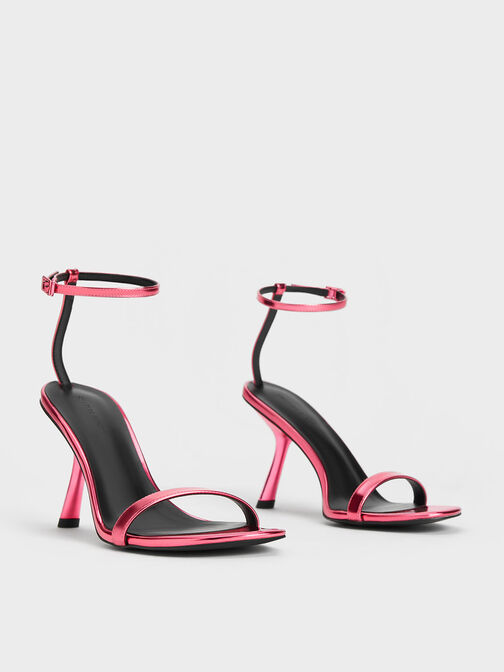 Metallic Slant-Heel Ankle-Strap Sandals, , hi-res
