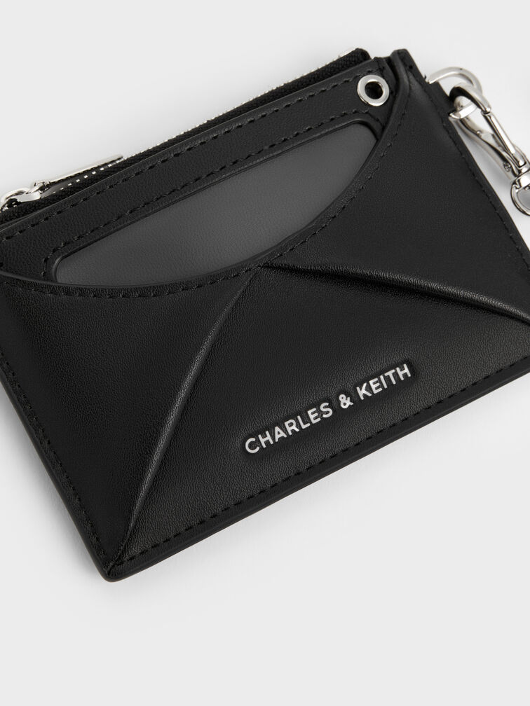 Hazel Bow Panelled Card Holder, Noir, hi-res