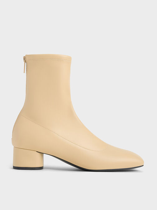Stitch-Trim Heeled Ankle Boots, Yellow, hi-res