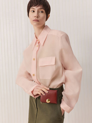 กระเป๋าสตางค์ใบสั้นรุ่น Behn, สีอิฐ, hi-res