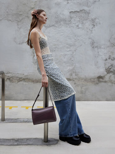 กระเป๋าสะพายไหล่รุ่น Trin, สีพลัม, hi-res