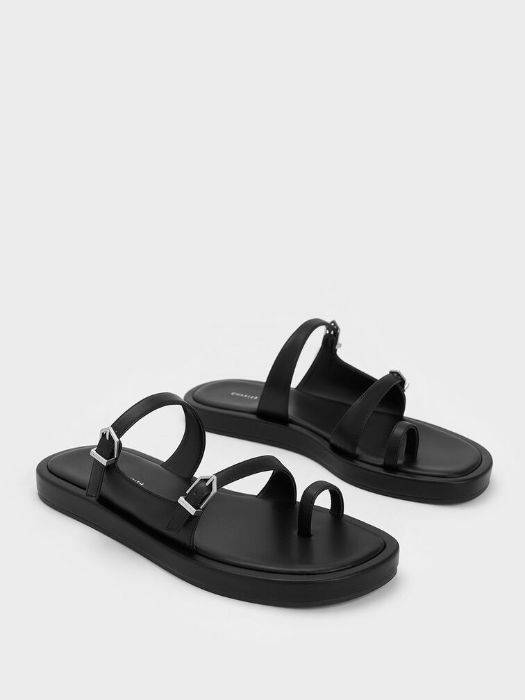 Double Buckle Toe-Loop Sandals, , hi-res