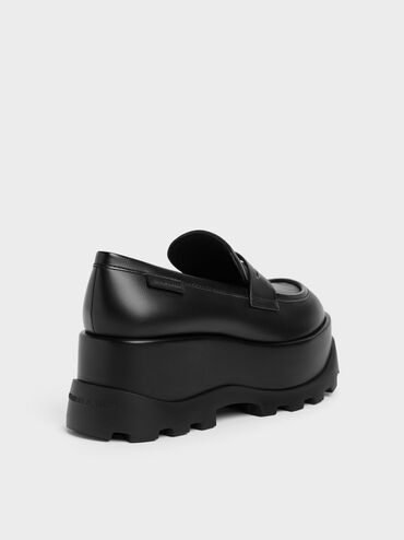 Barron Platform Penny Loafers, Black, hi-res