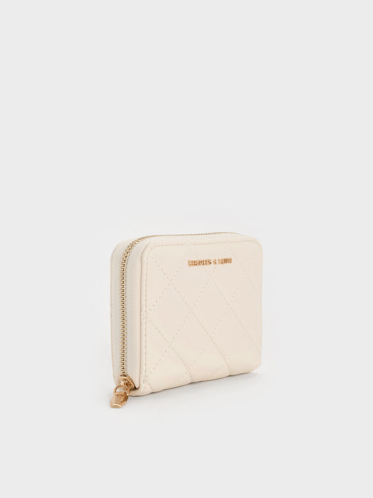 Alva Quilted Zip-Around Wallet, Cream, hi-res