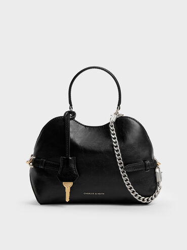 Delfina Chain Side-Belt Tote Bag, Noir, hi-res