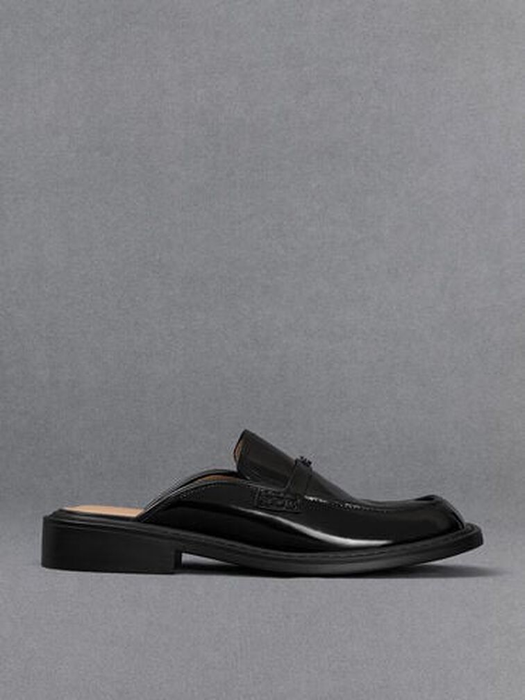 Tahlia Leather Loafer Mules, Black Boxed, hi-res