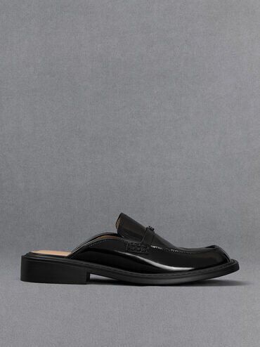 Tahlia Leather Loafer Mules, Black Boxed, hi-res