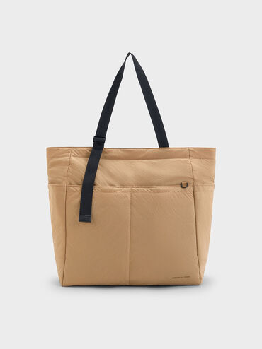 Soleil Nylon Tote Bag, Camel, hi-res