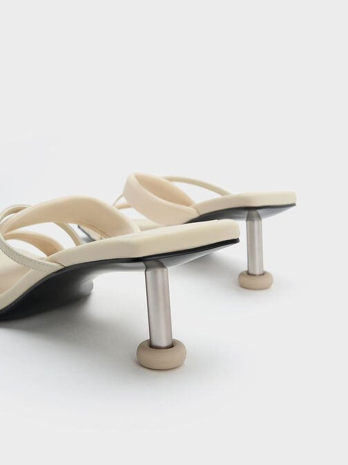 Crossover Sculptural Heel Sandals, สีชอล์ค, hi-res