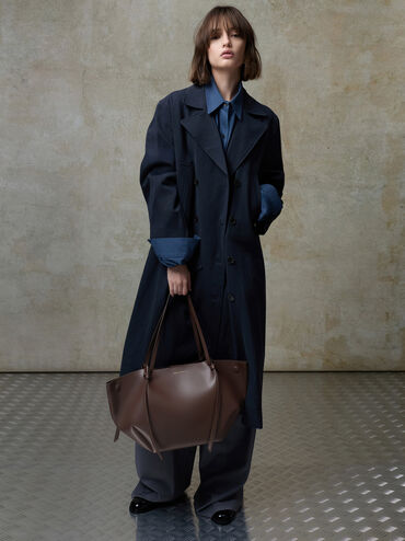 กระเป๋าโท้ทขนาดใหญ่รุ่น Calla, สีเอสเพรสโซบราวน์, hi-res