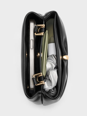Halsey Ruched Tote Bag, Black, hi-res